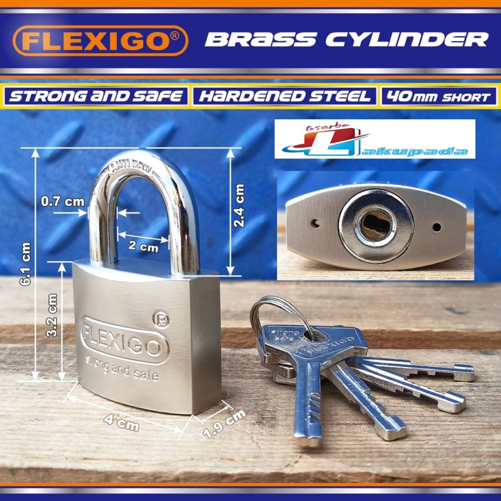 Gembok FLEXIGO Original Division Of Sherlock Padlock Short Pendek 40mm