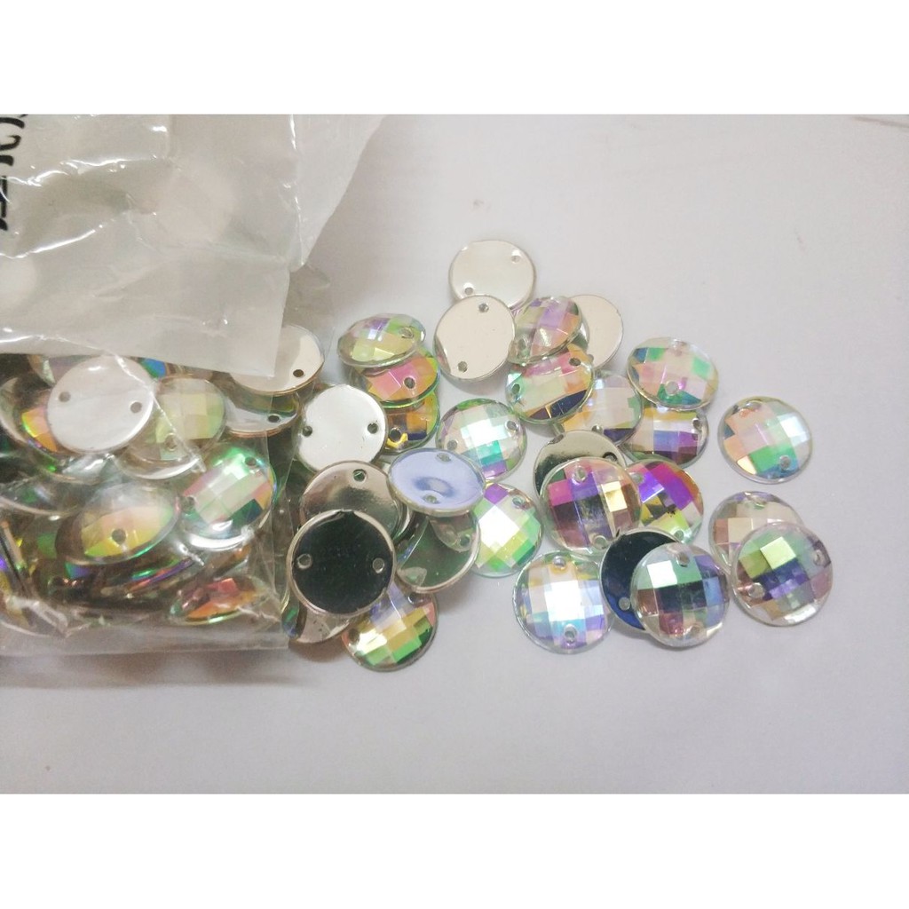 Payet / Diamond Kristal Akrilik Jahit Grade A Bulat 12 mm, 100 pcs