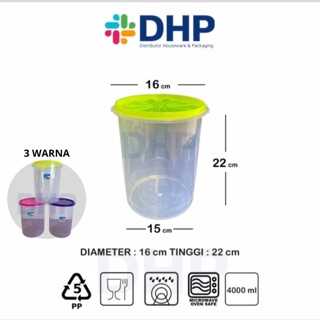 Toples Sealware 4 Liter (D=16cm) Plastik Tempat Wadah Kue Kering Kerupuk Bulat