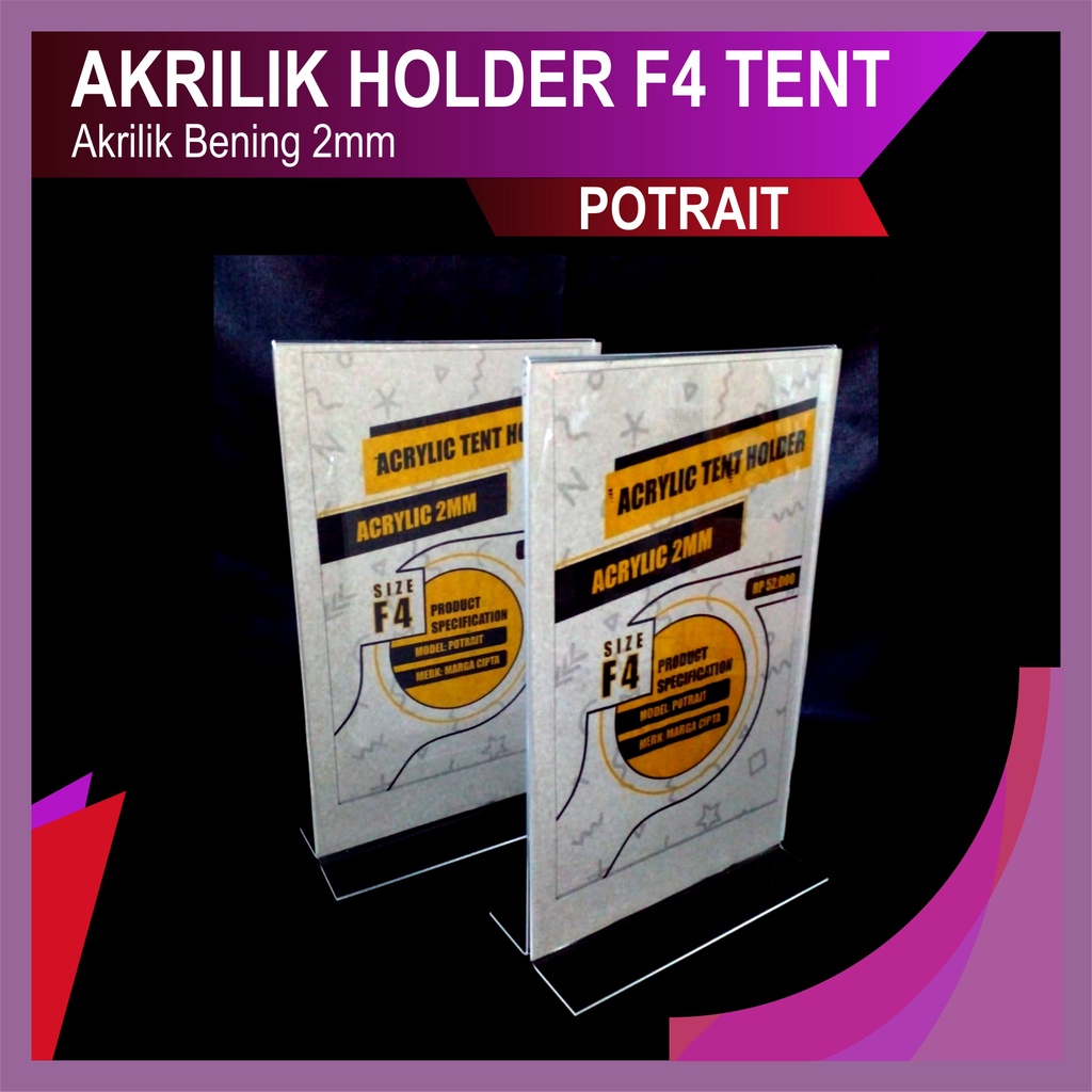 

ACRYLIC TENT HOLDER/AKRILIK TENT CARD F4 TEMPAT BROSUR MEJA/HOLDER F4