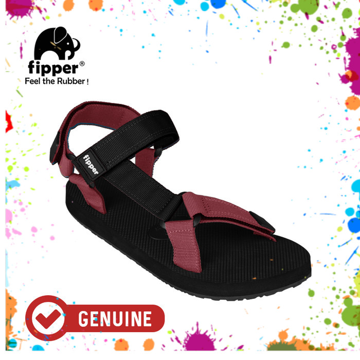 Fipper Trekker / Sandal Pria / Black Maroon Black