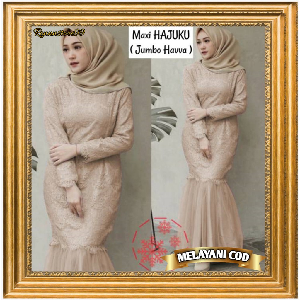 Gamis Terbaru Polos Wanita Dewasa Pesta Kondangan & Lebaran Model Duyung Ukuran LD120 PJ125 Kekinian