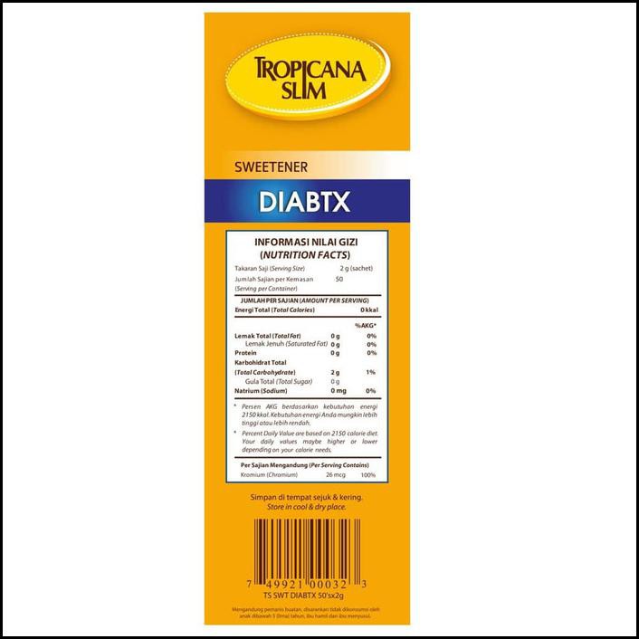 

Promo Spesial - Twin Pack: Tropicana Slim Sweetener Diabtx (50 Sachet)