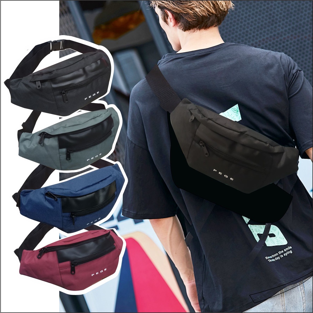 Tas Pinggang Waistbag Selempang Bahu Pria Kasual Slempang Distro Wesbag Cowok - PG 8860