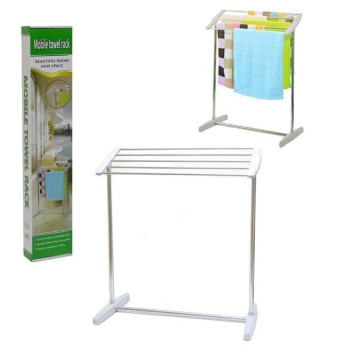 Mobile Towel Rack Rak Jemuran Handuk Stand Serbaguna