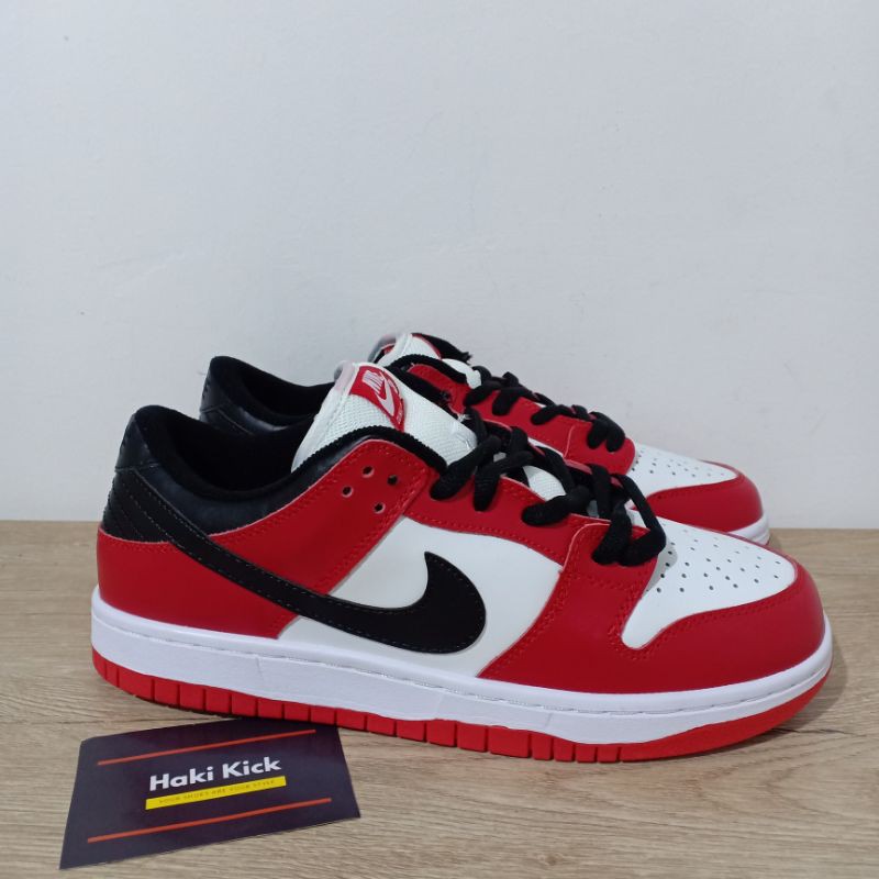 nike dunk low black red white