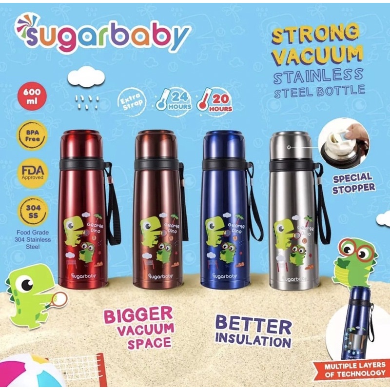 Sugar Baby STRONG Vacuum Stainless Steel Bottle (600 ml) - Thermos Air Panas