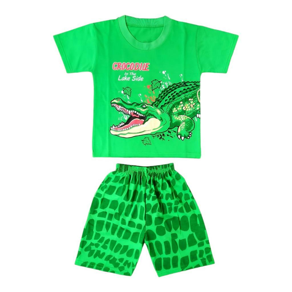 SETELAN BAJU ANAK BUAYA CROCODILE HIJAU UNTUK ANAK 2-10 TAHUN