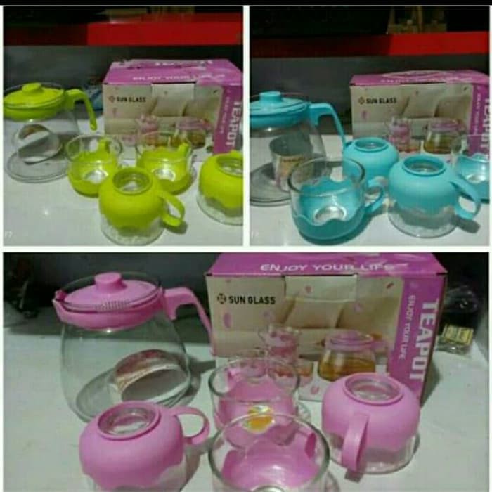 Tea Pot / Teh & Kopi Set Kimglass Isi 5pc