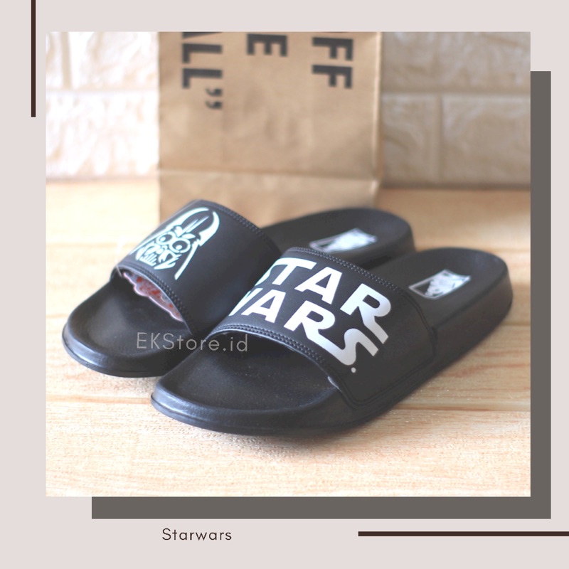 Sendal STARWARS FULLBLACK/ Sendal Flip Flop/ Sendal Pria/ Sendal Wanita/ Sadal Slop (Free Paperbag)