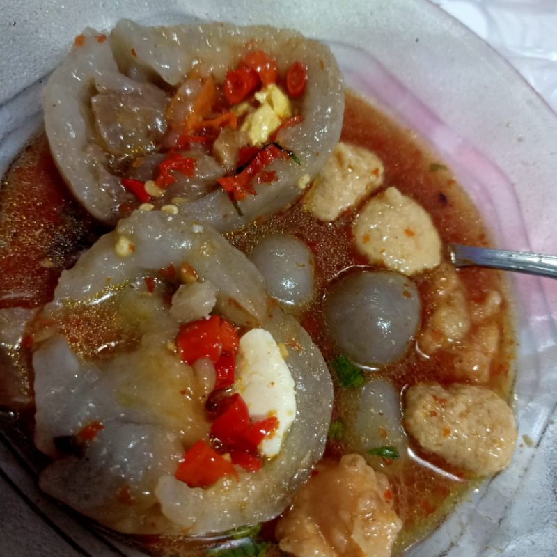 

Cilok Mercon Jando Kuah Dari Raja / Cilok Jumbo Pedas Kenyal Gurih / Cemilan Cilok Kuah Bandung / Cilok Kuah Mirip Rasa Ayam Bawang Indomie / Topping Siomay Batagor Jeruk Limau