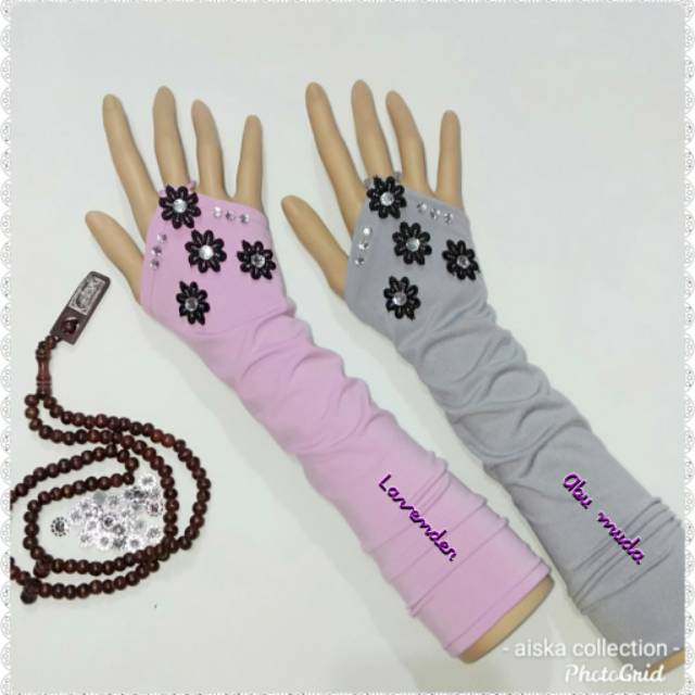 Handshock CIN2 SALWA manik&quot;/flower hitam salwa aplikasi manik_manik cantik/manset muslimah