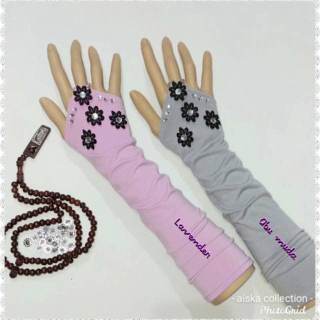 Handshock CIN2 SALWA manik&quot;/flower hitam salwa aplikasi manik_manik cantik/manset muslimah