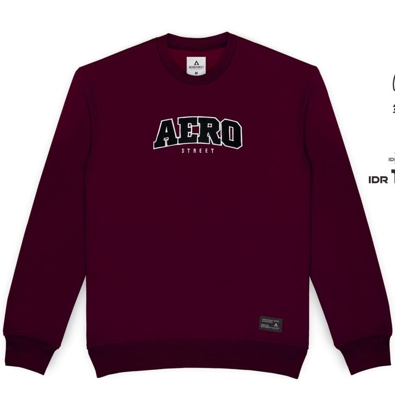 Aerostreet Crewneck Aero Basic Maroon Sweater Sweatshirt BBAAA - sweater aero - crewneck aero - hood