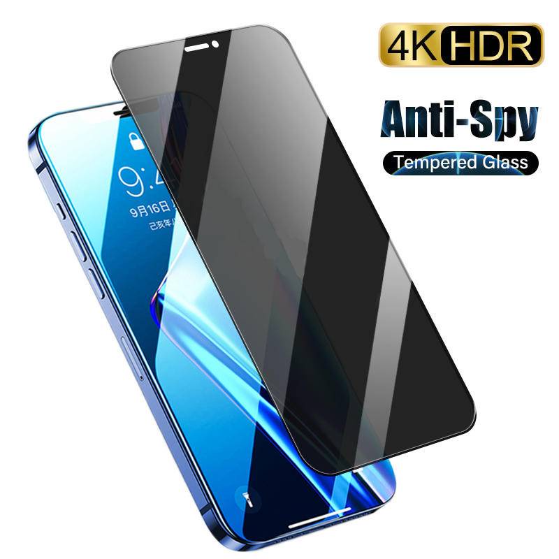 1pc Pelindung Layar Tempered Glass Anti Spy Untuk iPhone 11 12 13 Pro MAX Mini X XS MAX XR SE 2022 6 6s 7 8 Plus SE 2020