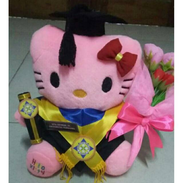 Boneka wisuda  hello  kitty  pink 25cm buket  bunga Shopee 