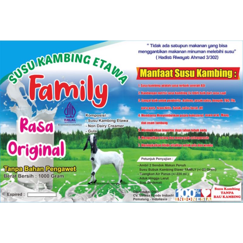 Susu Kambing Etawa Family Rasa Original 1 Kg Alufoil