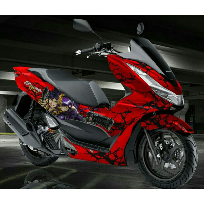 sticker decak pcx 160 full body merah doff.