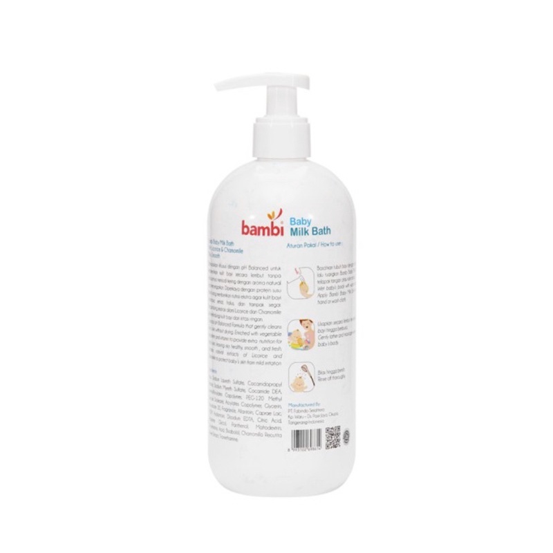 Bambi Baby Milk Bath Pump 500ml | Sabun Bayi