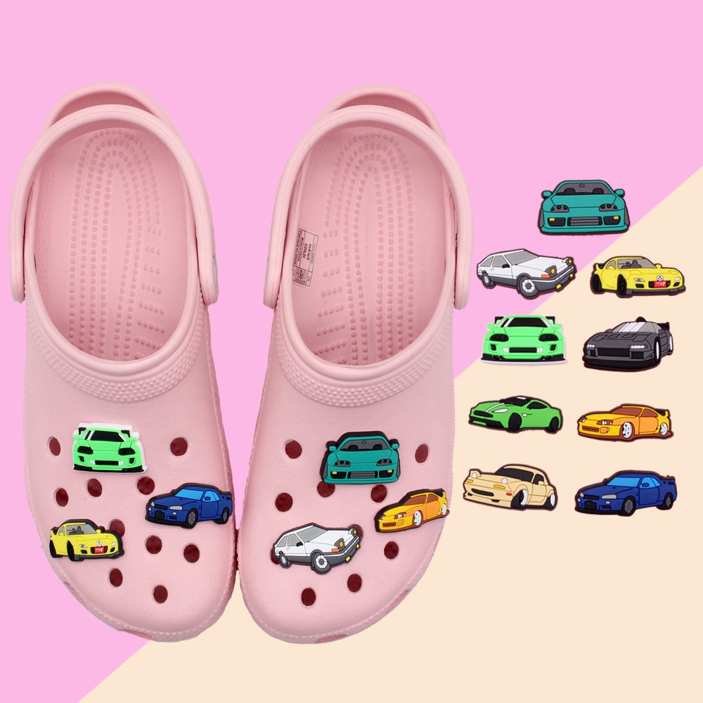 Crocs Pin 9pola mobil Shoe Charm Jibbitz kartun sandal sepatu accessories DIY decorate Lubang Sepatu untuk Dapat dilepas Bahan