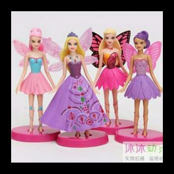 {BISA COD} Figure Barbie Fairy Tale Mariposa isi 4 pcs 1 set atau Topper Cake Kue Princess CUCI