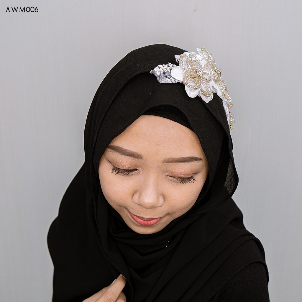 [PRODUK TERBATAS] HEADPIECE WEDDING AKSESORIS FASHION HIJAB BUNGA GOLD AWM006