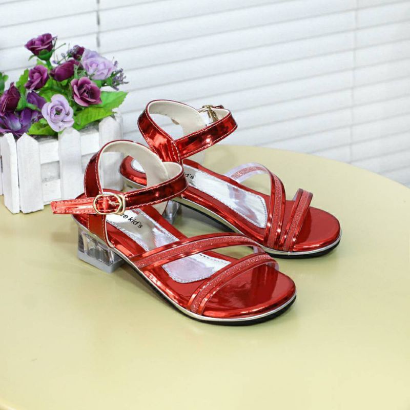 Sandal Anak perempuan Hak Kaca Tali HKT 01 sandal pesta anak perempuan sepatu pesta anak sepatu sand