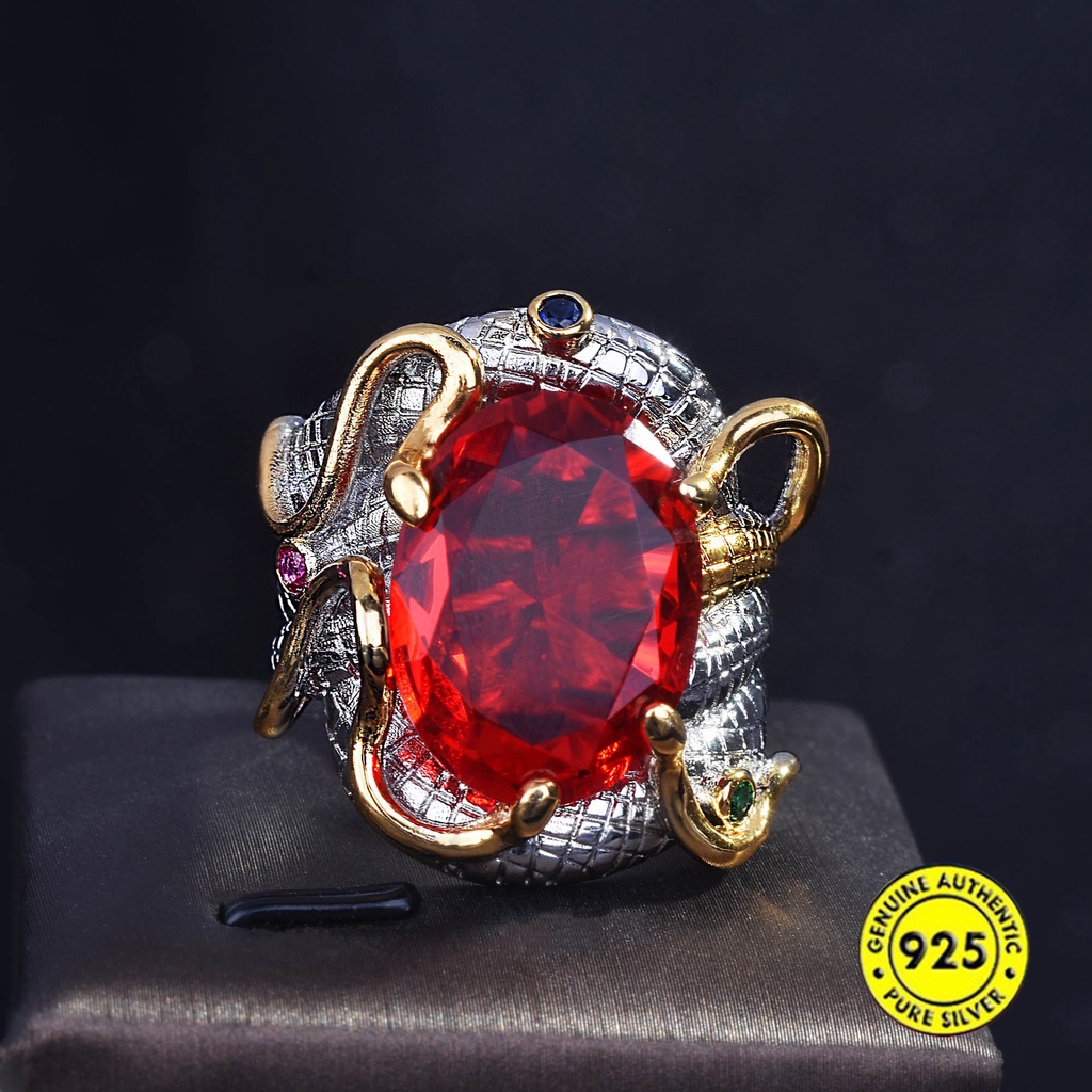 Cincin Batu Ruby Elektrik Dua Warna