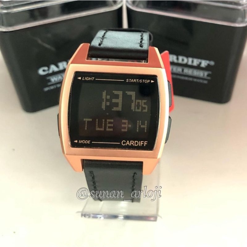 Jam Tangan Pria Cardiff Original | Digital Klasik | Strap Kulit