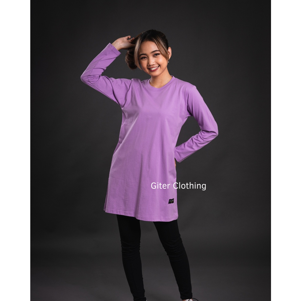 Kaos tunik - Giter Clothing - atasan wanita - kaos polos oversize - kaos wanita lengan panjang tunik muslimah