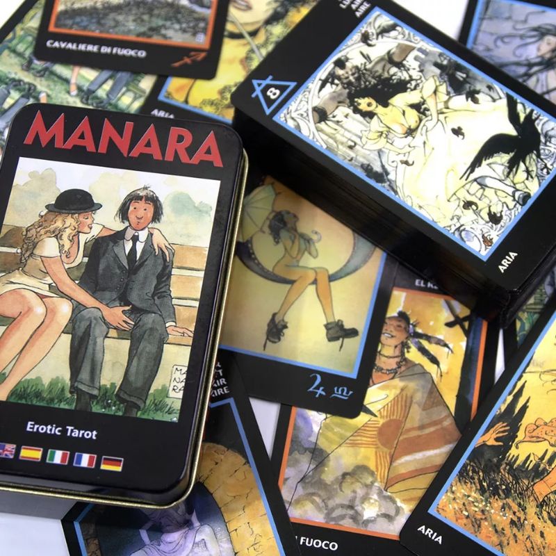 Manara Tarot dengan Kotak Kaleng pinggiran Hitam