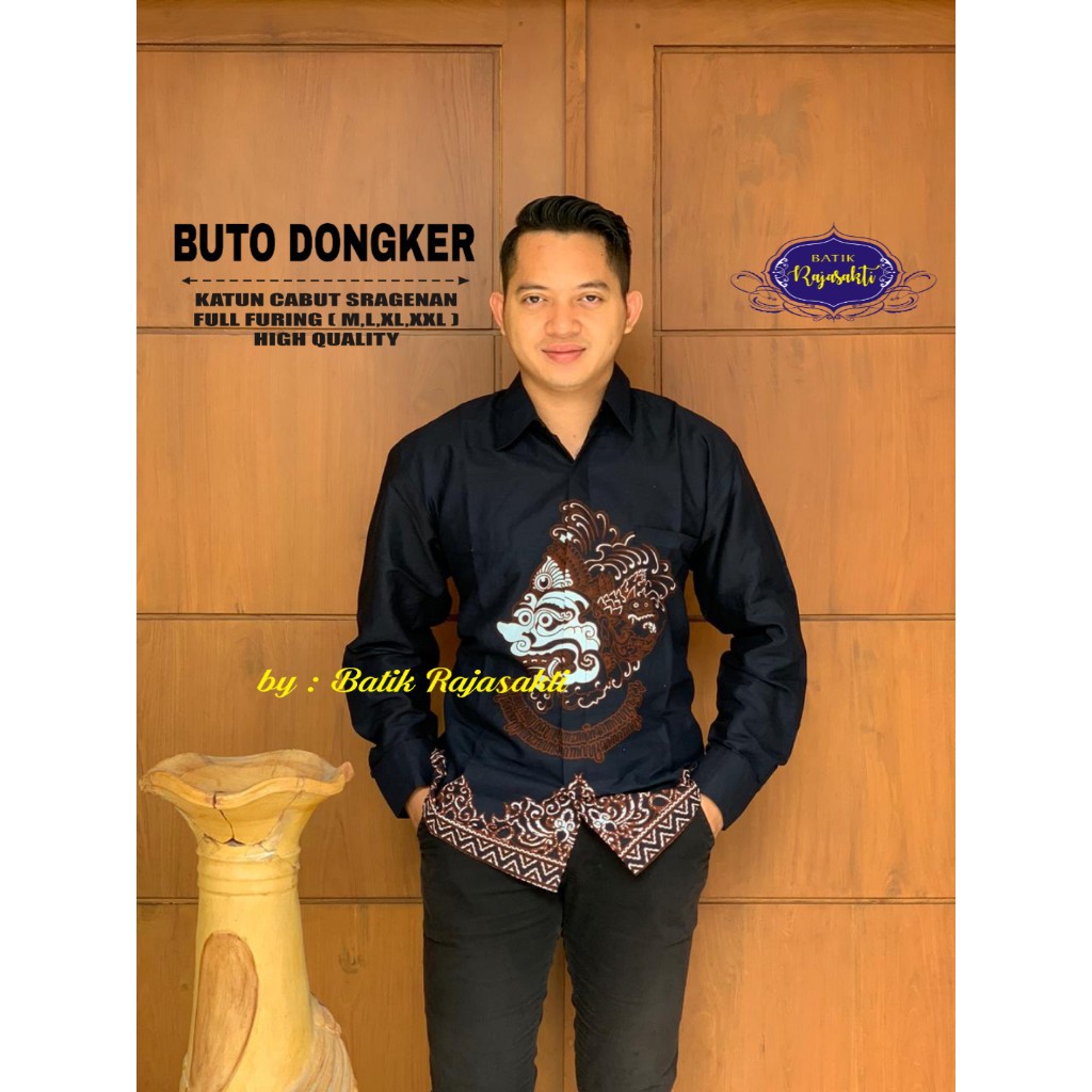 BUTO NAVY RAJASAKTI KEMEJA BATIK SOLO PRIA LENGAN PANJANG LAPIS FURING ATASAN BATIK PREMIUM MODERN KATUN HALUS BAHUWIRYA  BANAMITRA BANAMITRA PUTIH BANGSAWAN BAYU PUTRA BERLIAN BIRU BHARATAYUDA BIMASENA BIRENDRA BIRU INDAH BRAHMAKERTA BRAHMAKERTA MERA