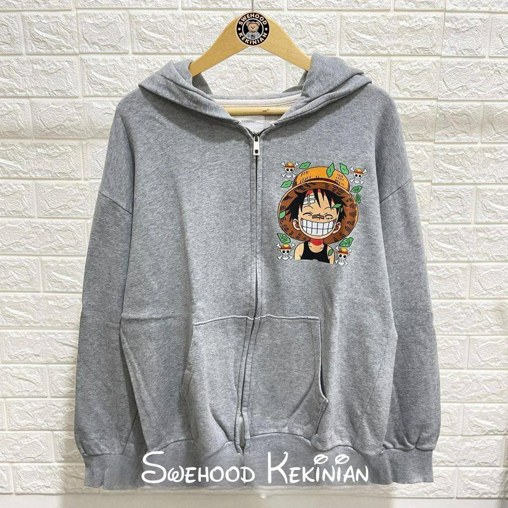 ONE PIECE ZIPPER PREMIUM UNISEX Jacket Crewneck Sweater Hoodie Wanita Kekinian Oversize Fashion Outfit Ootd Korean Style Jaket Krunek Suiter Hudie Jicket Crewnek Sweter Hody Cewek Remaja Bahan Fleece Tebal LD 110 PB 65