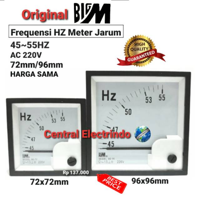 Frekuensi/Frequency HZ Meter Jarum 45~55HZ AC 220V EWIG.