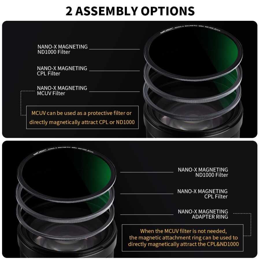 Filter Magnetic 58mm 3in1 with Case Filter UV CPL ND1000 KNF Concept