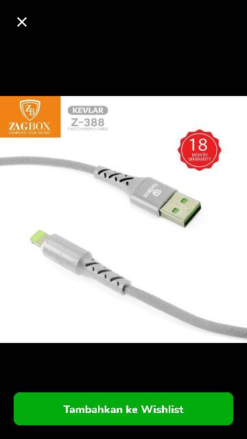 Kabel Data Casan LED ZAGBOX TypeC Micro Fast Charge 3A High quality