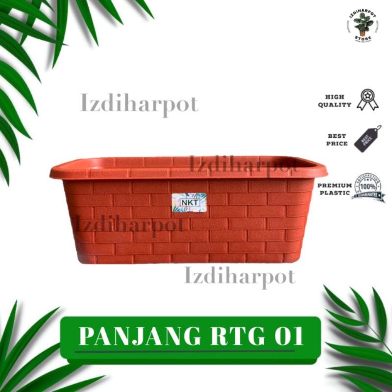 pot bunga tanaman panjang motif bata RTG MERAH BATA 37 CM - NKT RTG 01