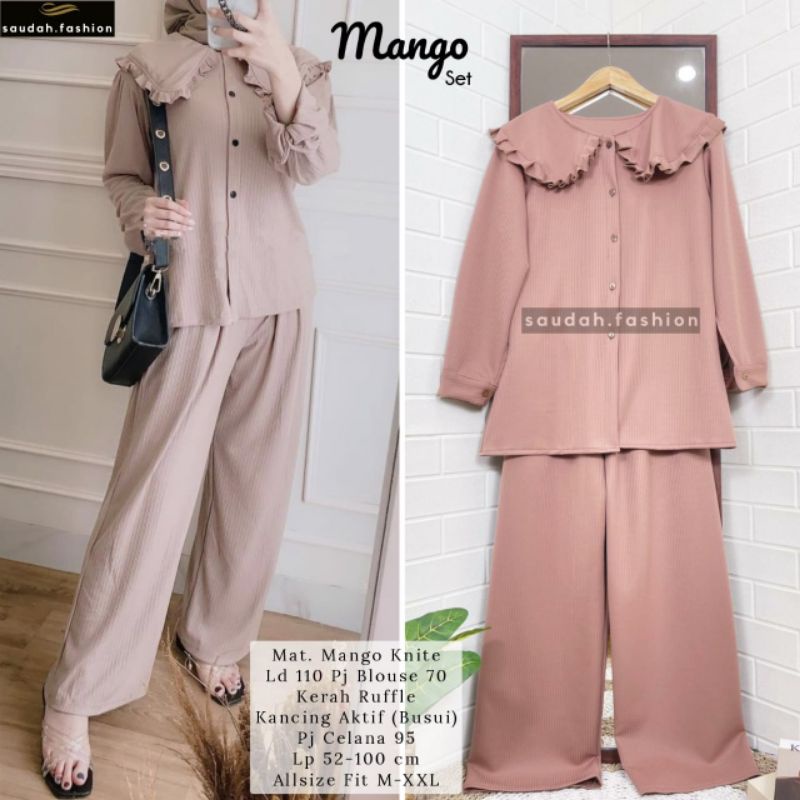 MANGO SET ORIGINAL / ONE SET BLOUSE DAN KULOT PREMIUM / ONESET CASUAL OOTD / Oneset polos