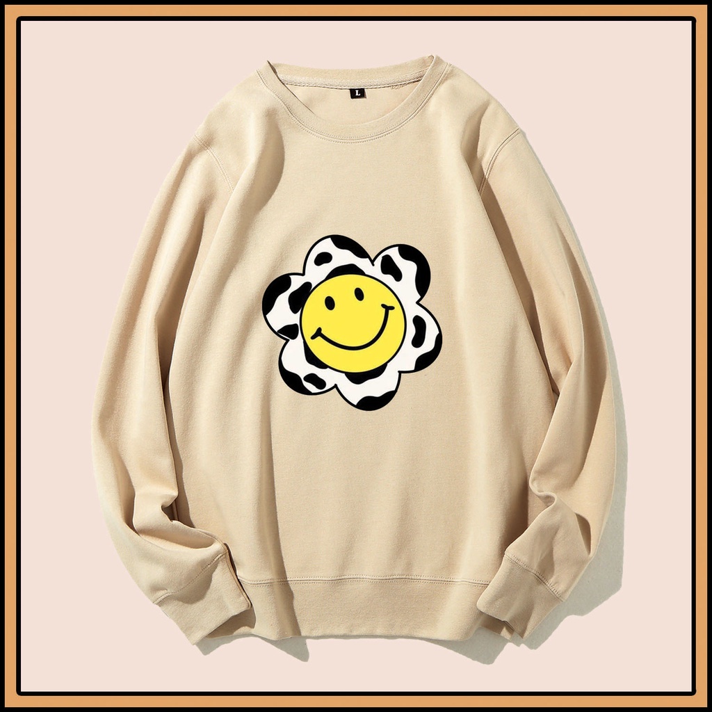 CALVIERO SHOP - BAJU SWEATER WANITA ATASAN SMILE FLOWER  SWEATER DEWASA BRAND ANIME SWEATER HODDIE FASHION CITAYEM SCBD FASHION WEEK FASHION VIRAL TIKTOK