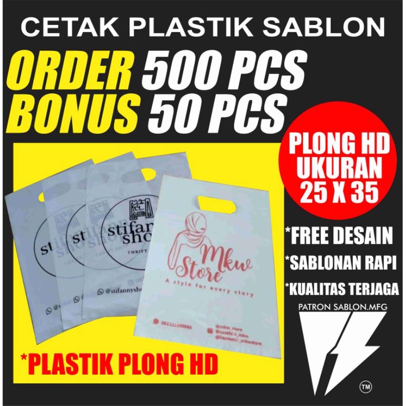 sablon plastik plong HD 25x35 isi 100pcs.