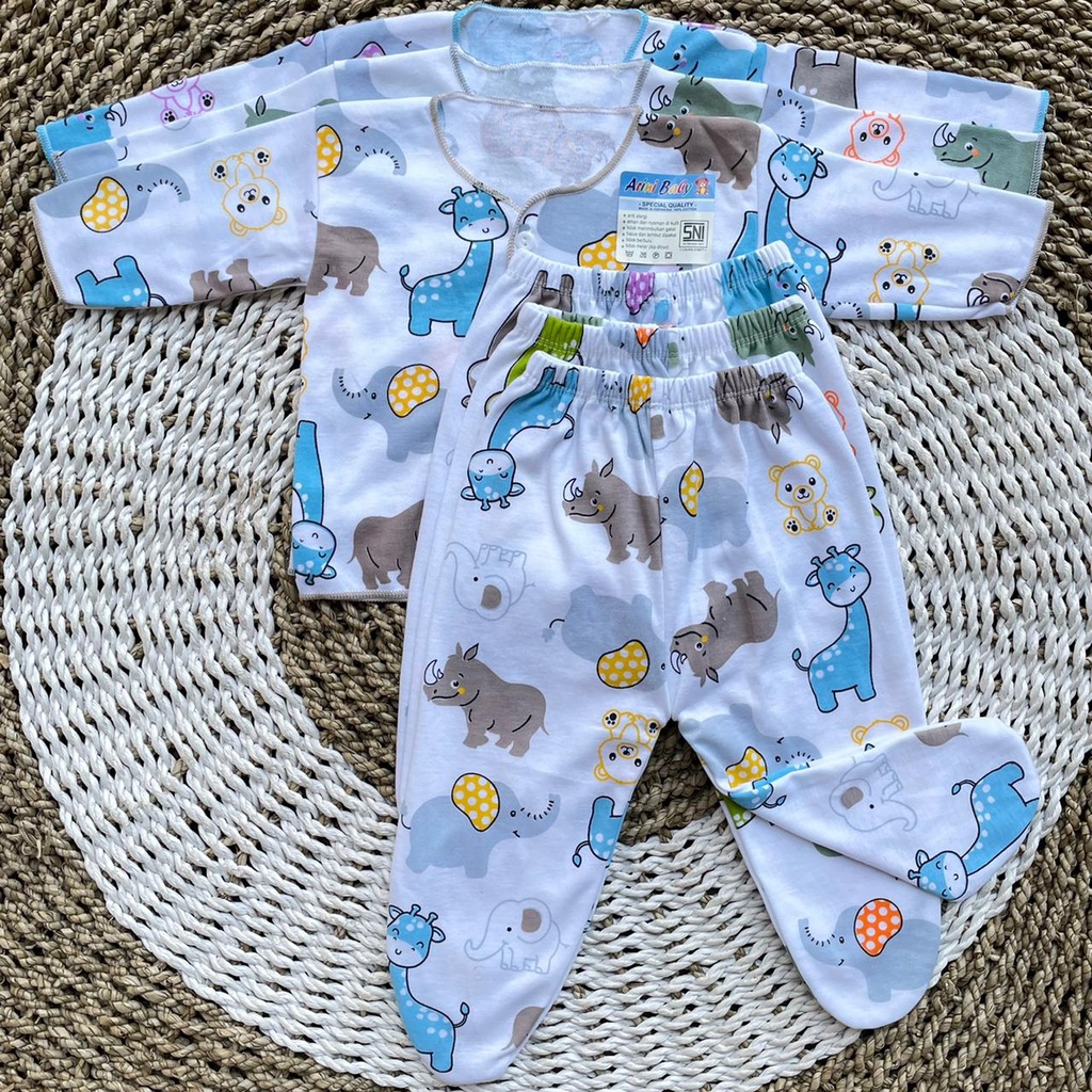 3 PCS Baju Bayi Lengan Panjang + Celana Panjang Bayi Baru Lahir Baju Bayi Setelan Celana Bayi Newborn Bayi Hadiah Lahiran Bayi