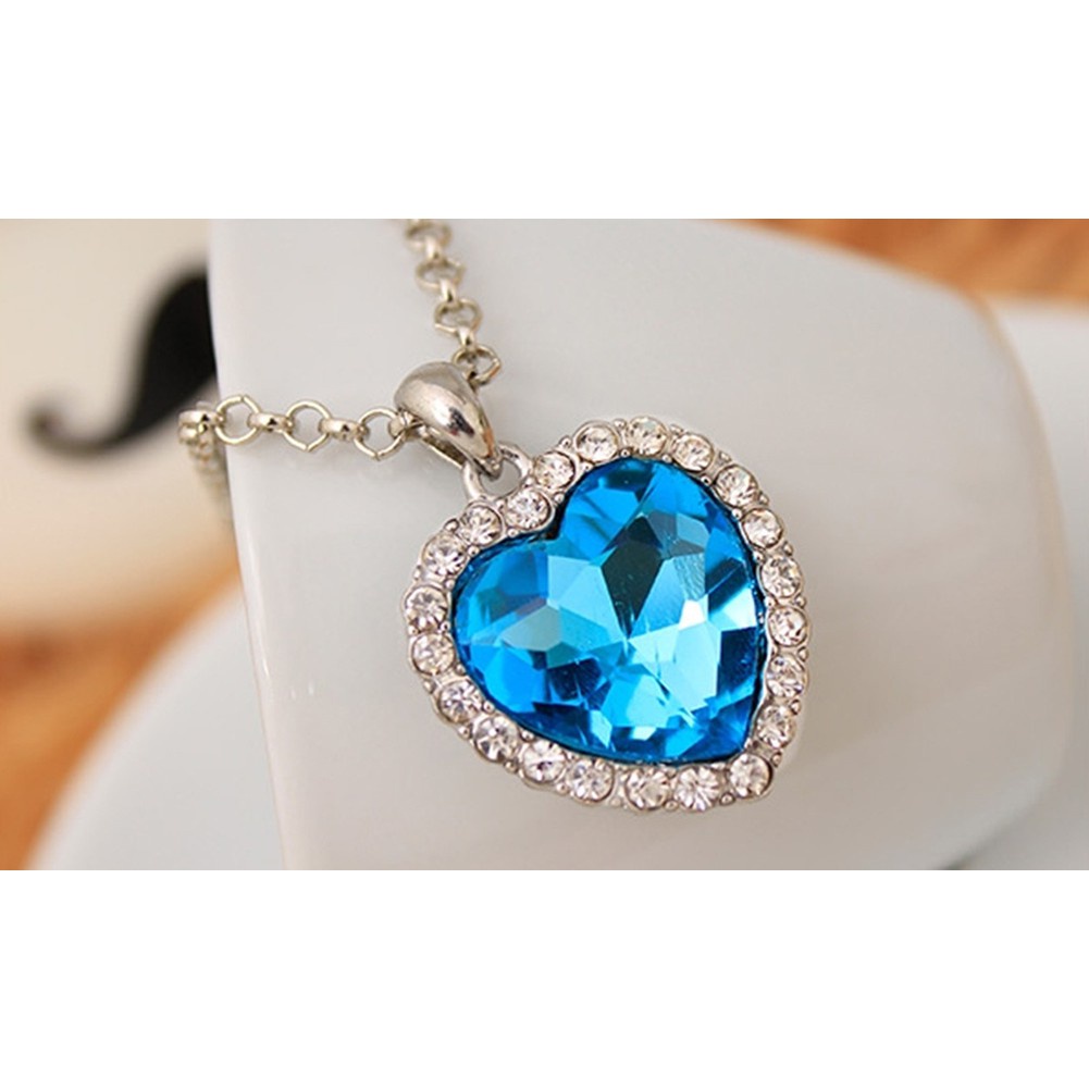 Fashion Crystal Full Rhinestones Titanic Heart of Ocean Necklaces Jewelry Gift