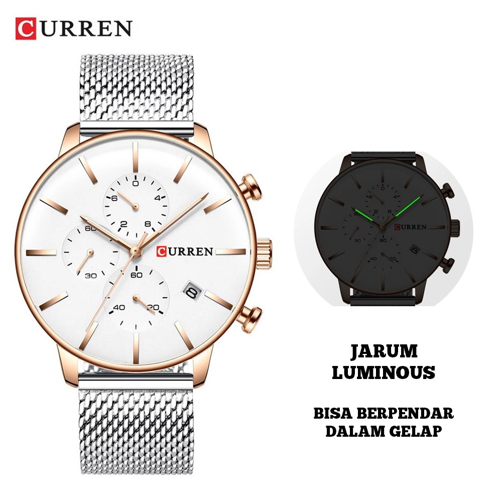 CURREN 8339 Jam Tangan Pria Analog Stainless Steel Chronograph Aktif WATCHKITE WKOS