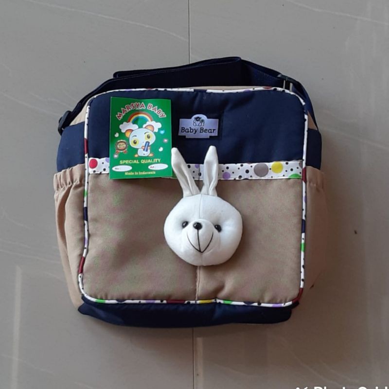 tas perlengkapan bayi boneka kelinci polka