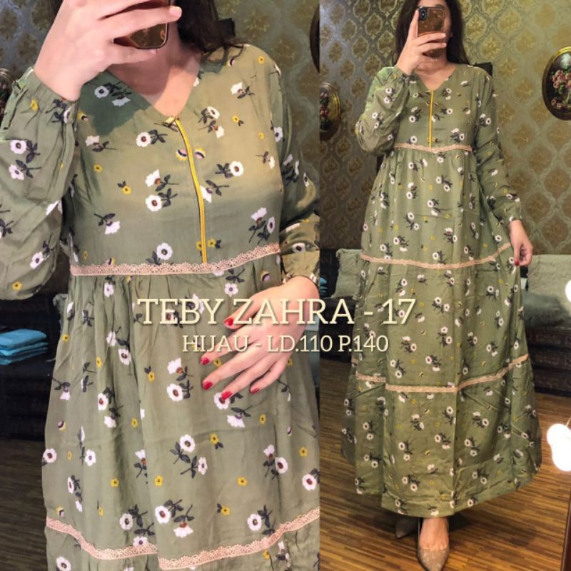 TEBY DASTER ARAB ZAHRA FLOWER RAINBOW SERIES RAYON VISCOSE ALL SIZE ORI-HIJAU 017