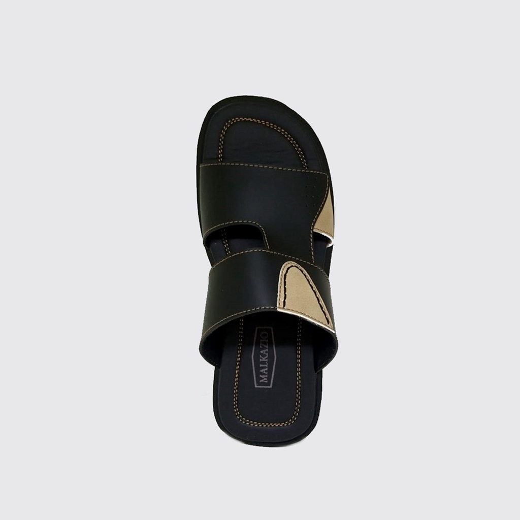 Mzio - Sandal Pria Ukuran Besar Jumbo | Big Size 44-48 | Sendal Kulit Asli J-13 Hitam