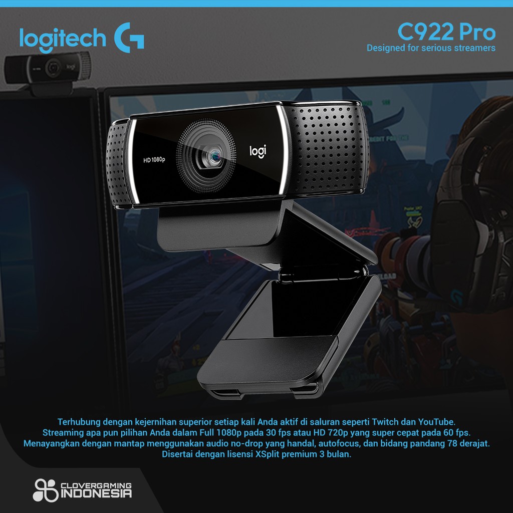 Logitech C922 Pro - HD 1080p Stream Webcam + Tripod