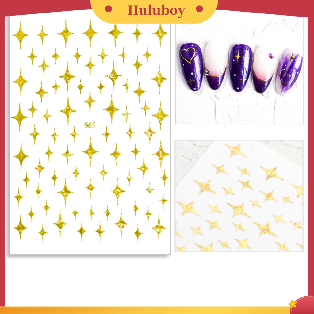 Huluboy Huluboy♡ 7pcs / Set Stiker Kuku 3D Motif Meteor / Bintang Aksen Glitter Untuk Aksesoris Nail Art / Manicure