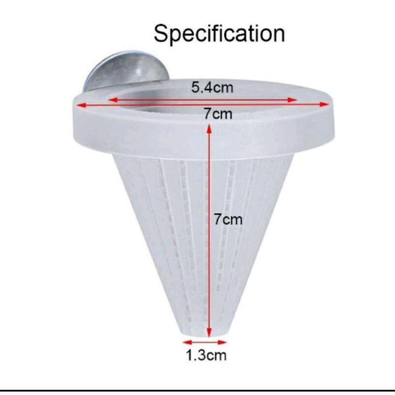Wadah Cacing sutra Panjang Pendek tempat pakan makanan ikan casut beku keranjang corong kerucut krucut tempel Crown 58