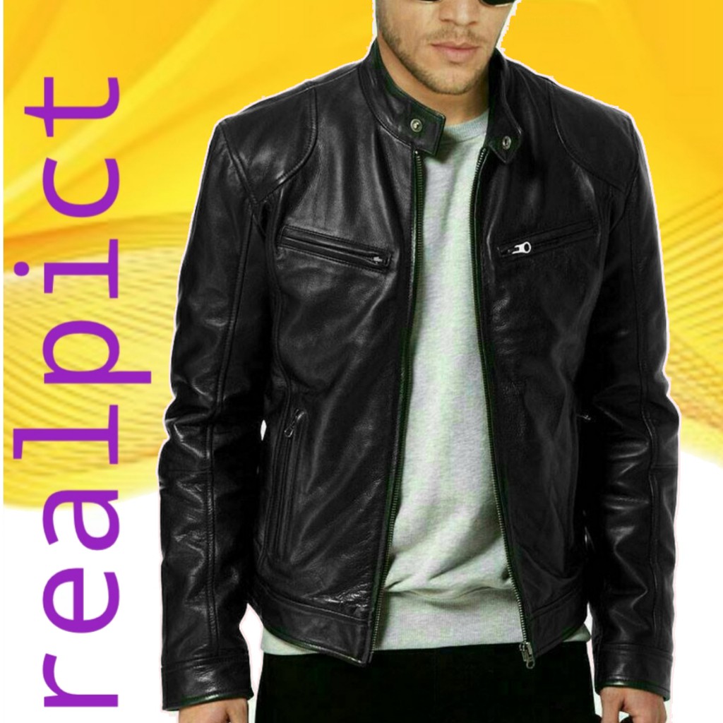 (COD)Jaket Kulit Pria Asli 2022 BANDUNG Bahan kulit Sintetis Super Murah